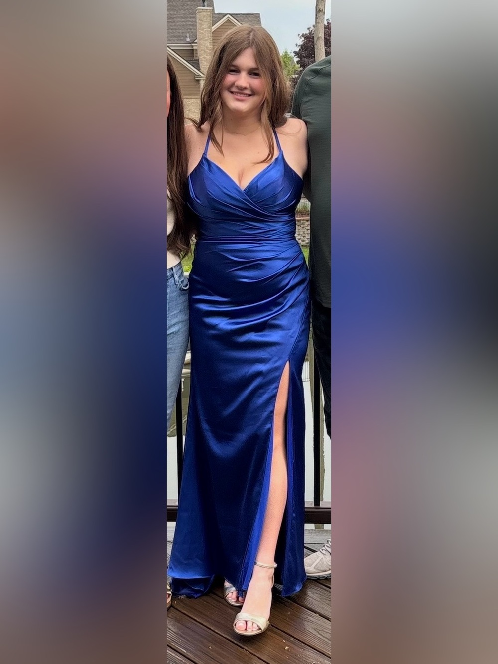 camille la vie blue prom dress | Dresses | Camille La Vie Royal Satin Gown With Thigh Slit Mermaid dress